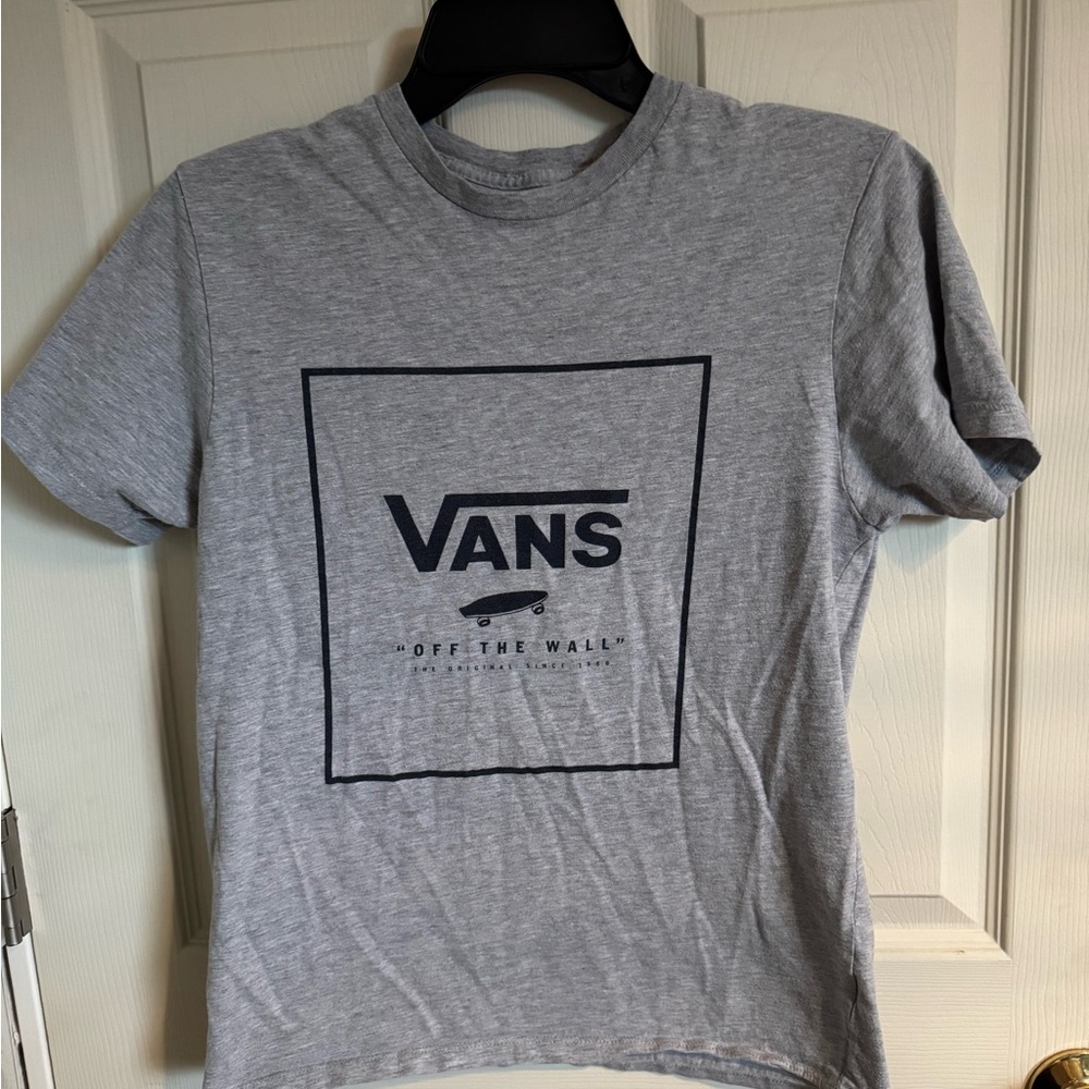 Vans Gray Tee with Black Logo Square Print